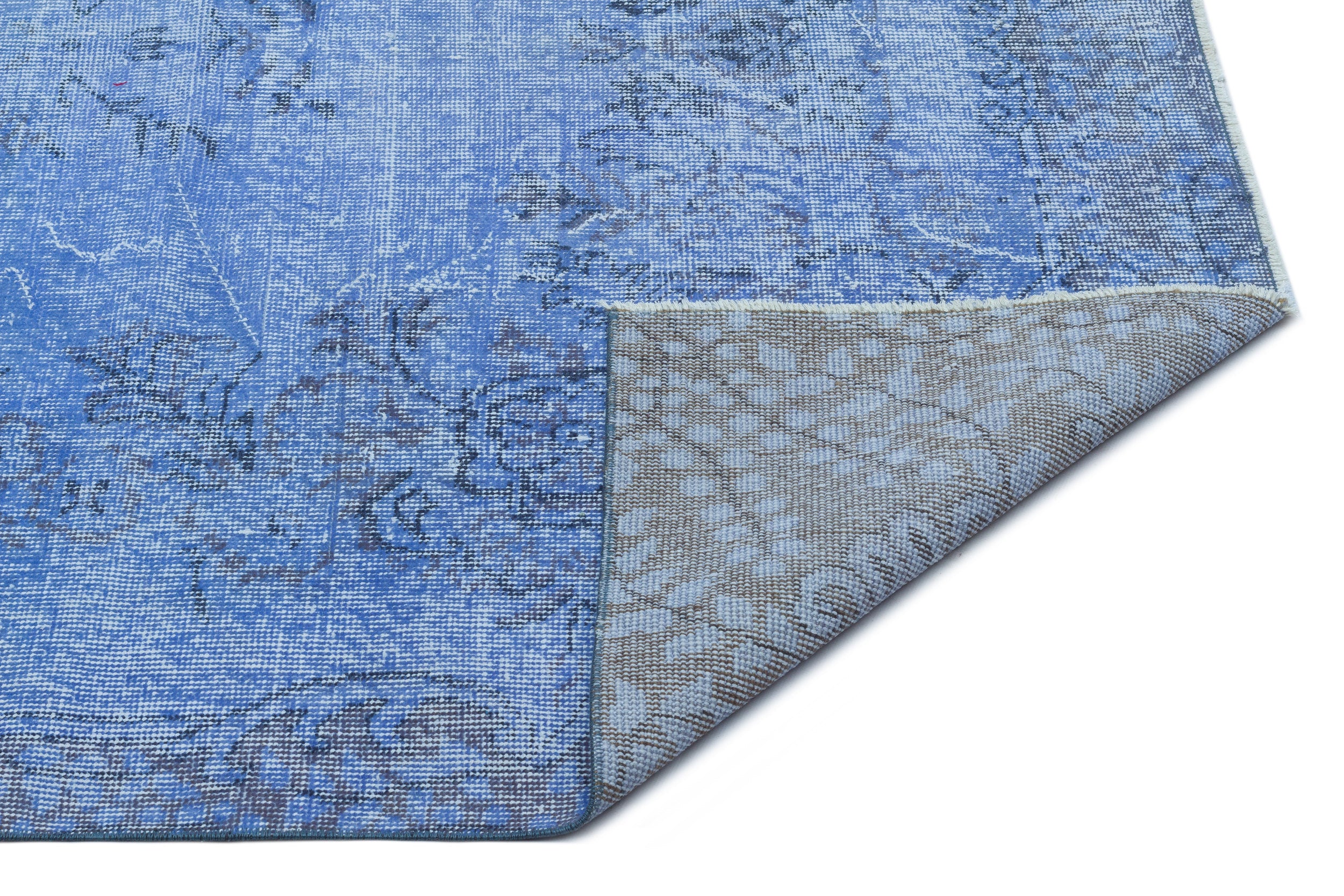Blue Over Dyed Vintage Rug 5'4'' x 9'3'' ft 163 x 281 cm