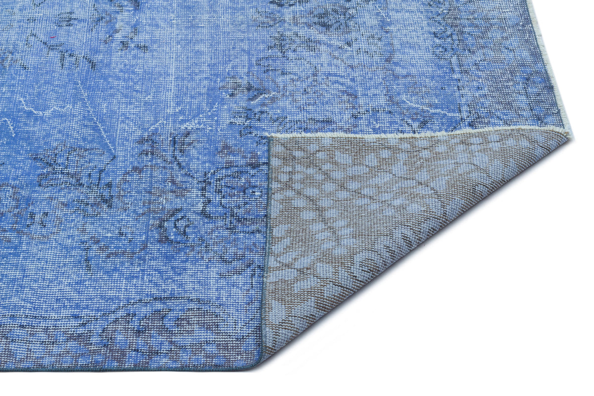 Blue Over Dyed Vintage Rug 5&#39;4&#39;&#39; x 9&#39;3&#39;&#39; ft 163 x 281 cm
