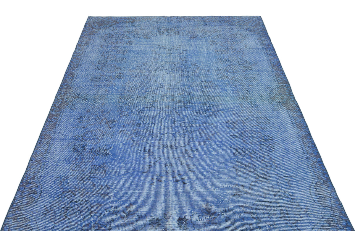 Blue Over Dyed Vintage Rug 5&#39;4&#39;&#39; x 9&#39;3&#39;&#39; ft 163 x 281 cm