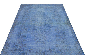 Blue Over Dyed Vintage Rug 5'4'' x 9'3'' ft 163 x 281 cm