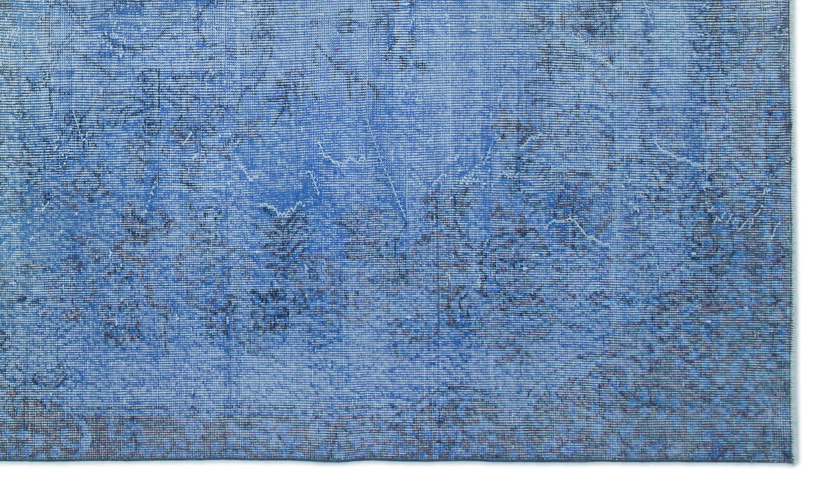 Blue Over Dyed Vintage Rug 5&#39;4&#39;&#39; x 9&#39;3&#39;&#39; ft 163 x 281 cm