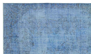 Blue Over Dyed Vintage Rug 5'4'' x 9'3'' ft 163 x 281 cm