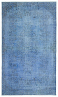 Blue Over Dyed Vintage Rug 5'4'' x 9'3'' ft 163 x 281 cm