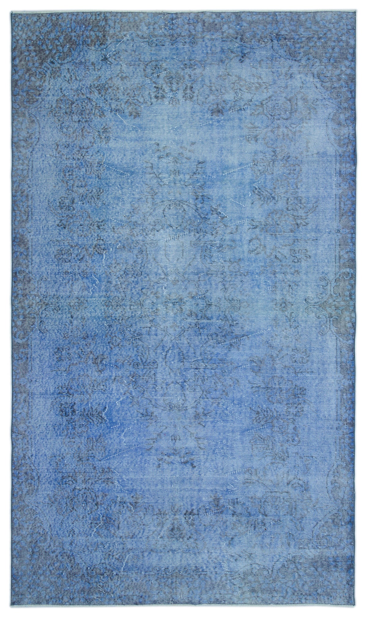 Blue Over Dyed Vintage Rug 5&#39;4&#39;&#39; x 9&#39;3&#39;&#39; ft 163 x 281 cm