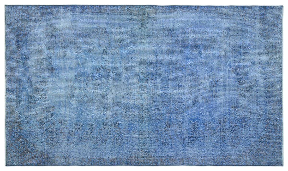 Blue Over Dyed Vintage Rug 5&#39;4&#39;&#39; x 9&#39;3&#39;&#39; ft 163 x 281 cm