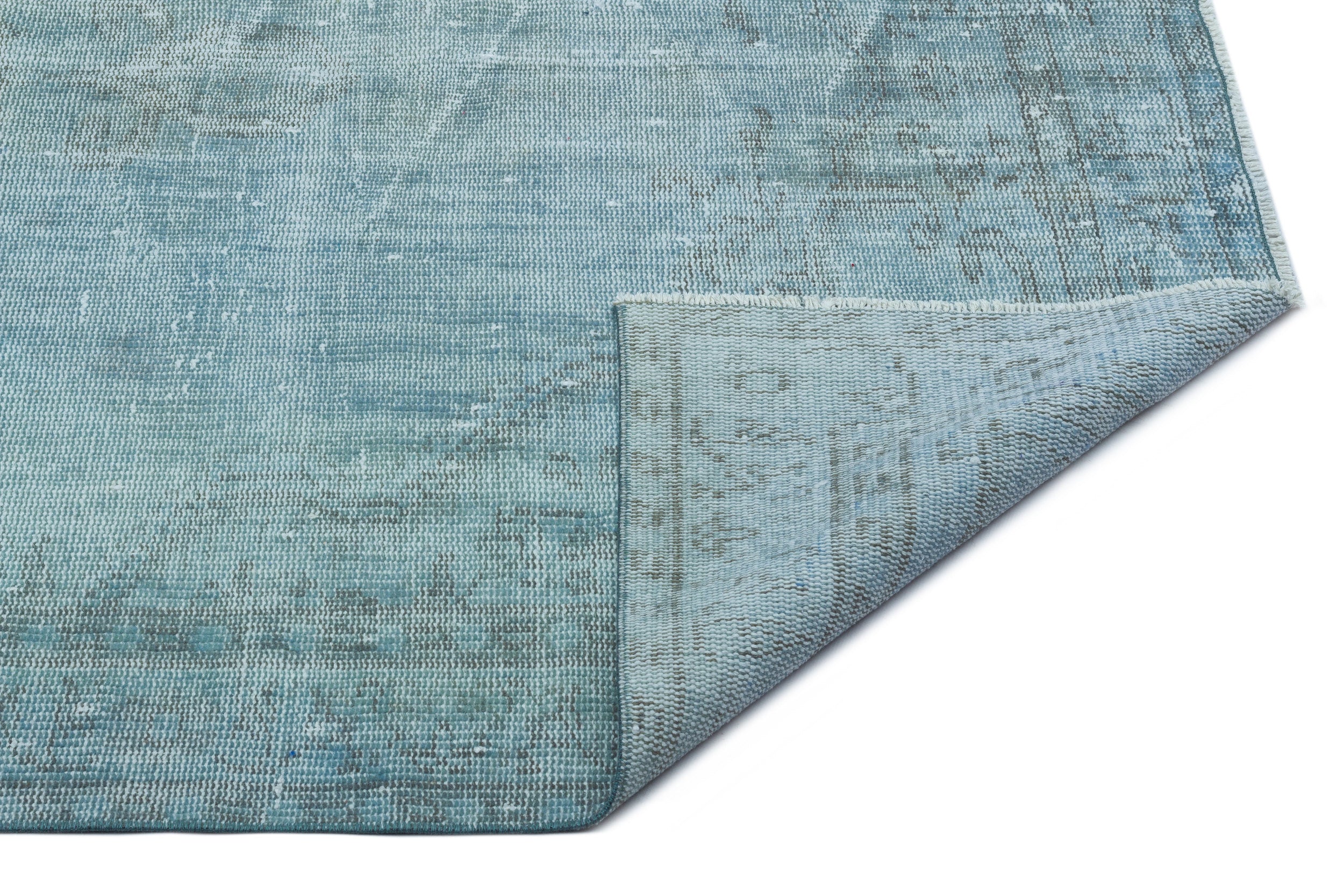 Traditional Design Turquoise Over Dyed Vintage Rug 4'11'' x 8'2'' ft 1 ...