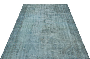 Turquoise  Over Dyed Vintage Rug 4'11'' x 8'2'' ft 150 x 250 cm