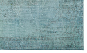 Turquoise  Over Dyed Vintage Rug 4'11'' x 8'2'' ft 150 x 250 cm