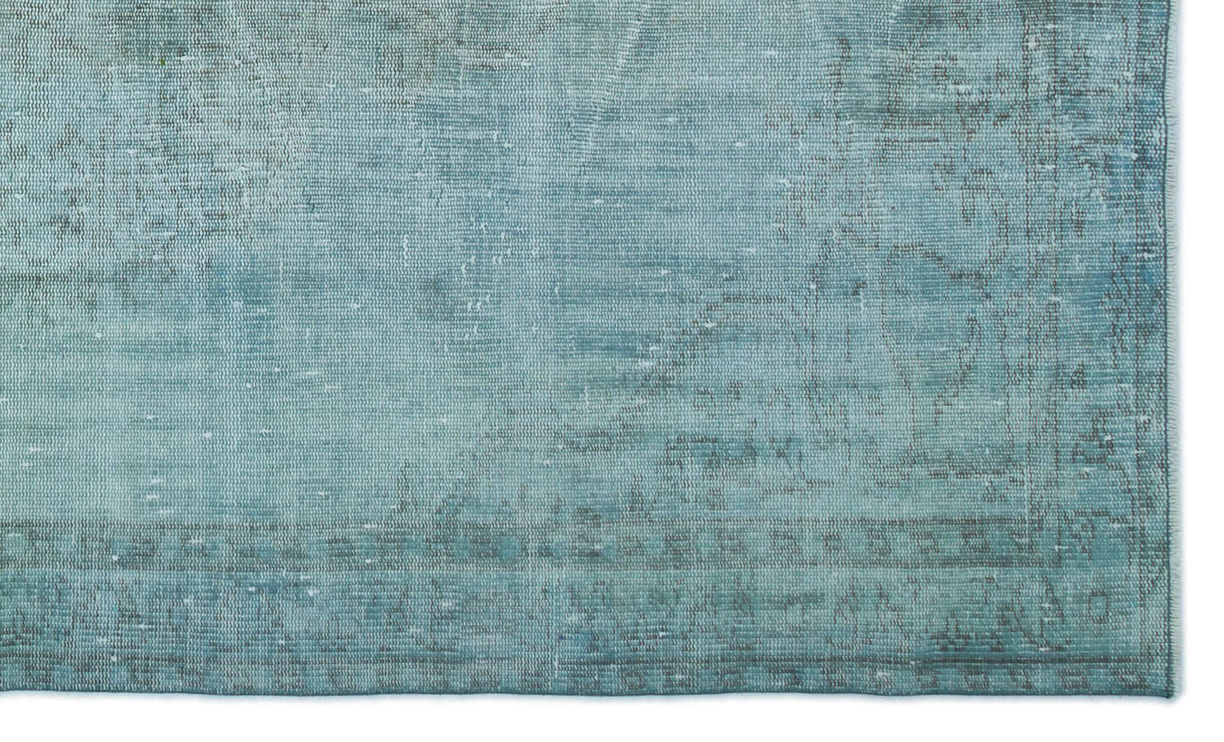 Traditional Design Turquoise Over Dyed Vintage Rug 4'11'' x 8'2'' ft 1 ...