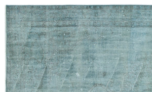 Turquoise  Over Dyed Vintage Rug 4'11'' x 8'2'' ft 150 x 250 cm