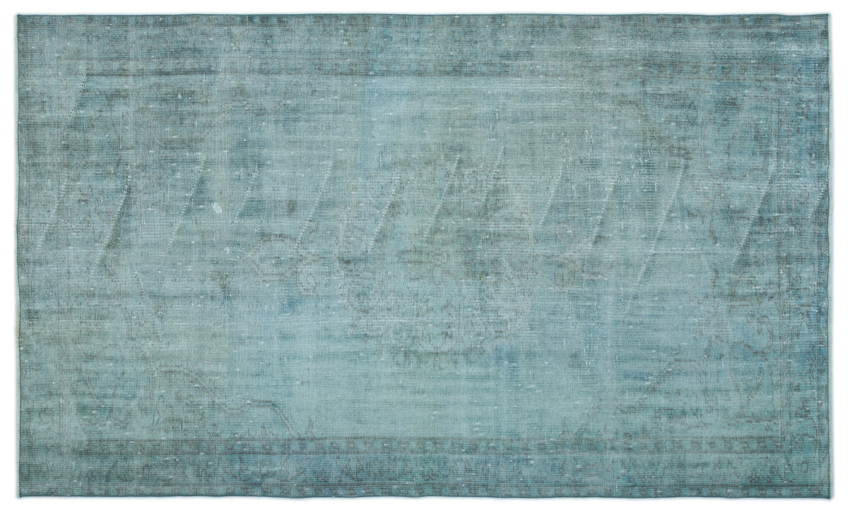 Turquoise  Over Dyed Vintage Rug 4&#39;11&#39;&#39; x 8&#39;2&#39;&#39; ft 150 x 250 cm
