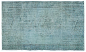 Turquoise  Over Dyed Vintage Rug 4'11'' x 8'2'' ft 150 x 250 cm