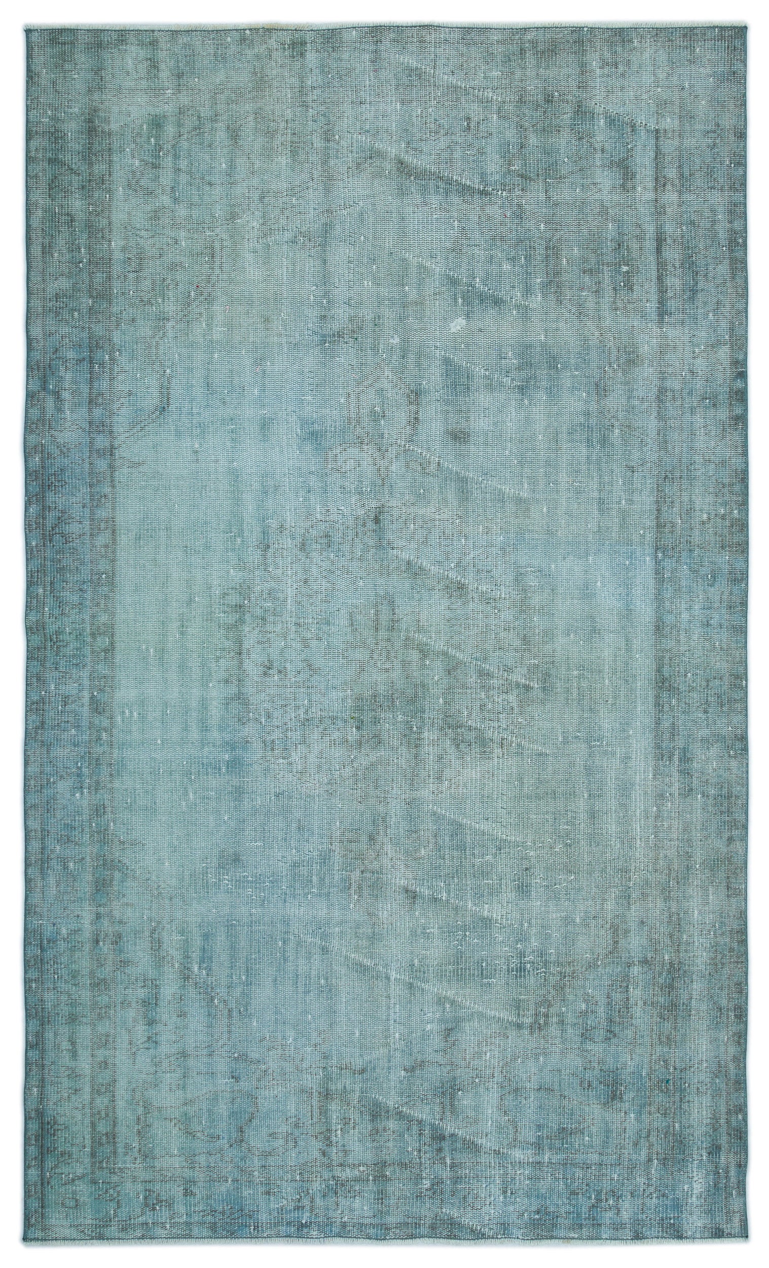 Traditional Design Turquoise Over Dyed Vintage Rug 4'11'' x 8'2'' ft 1 ...