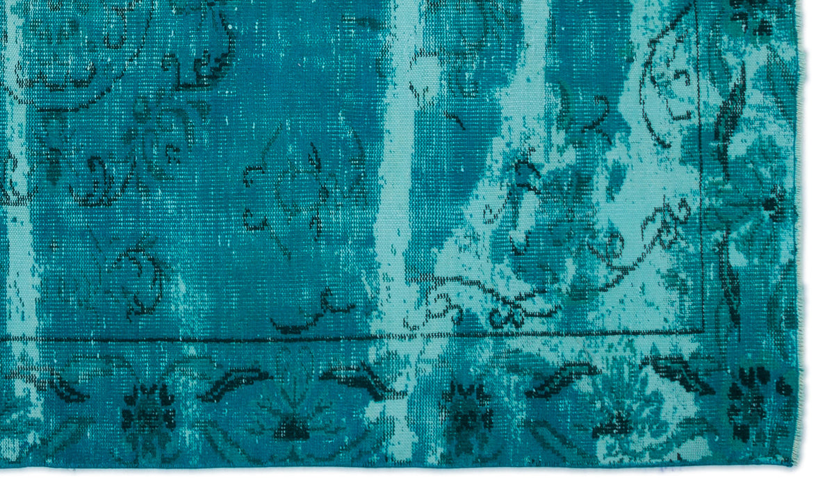 Turquoise  Over Dyed Vintage Rug 4&#39;10&#39;&#39; x 8&#39;0&#39;&#39; ft 148 x 245 cm