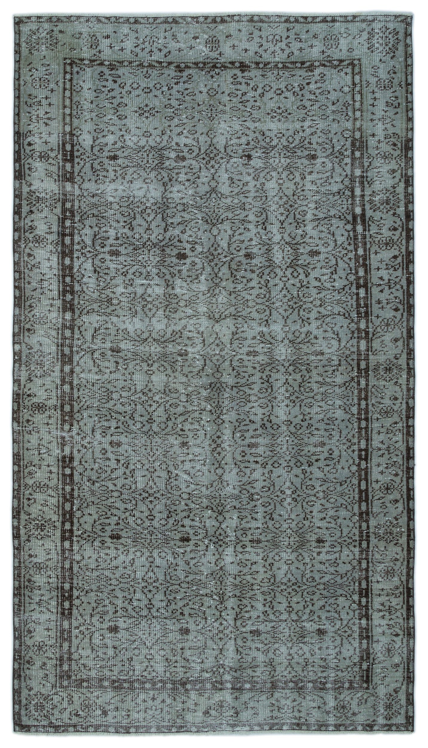 Gray Over Dyed Vintage Rug 4'10'' x 8'9'' ft 148 x 266 cm