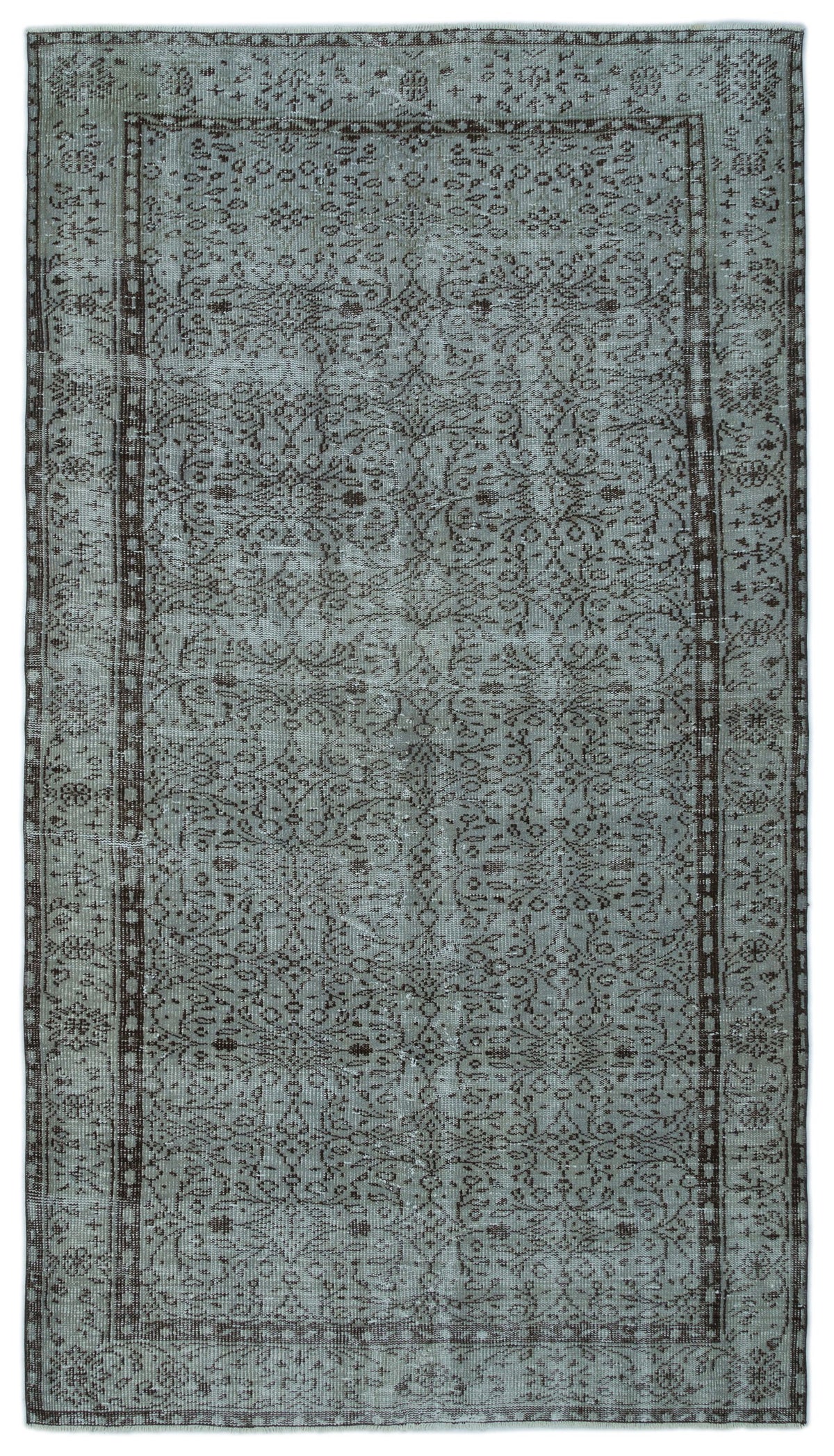 Gray Over Dyed Vintage Rug 4&#39;10&#39;&#39; x 8&#39;9&#39;&#39; ft 148 x 266 cm