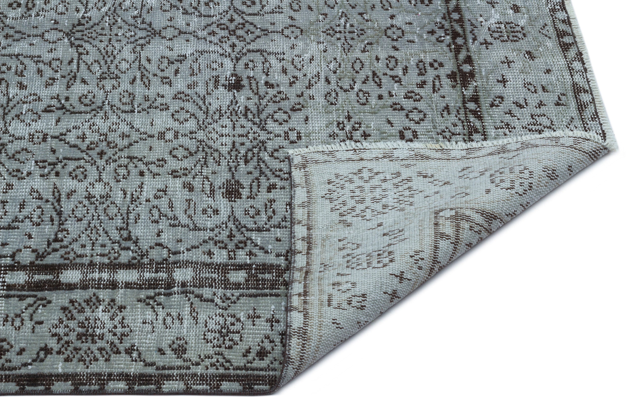 Gray Over Dyed Vintage Rug 4'10'' x 8'9'' ft 148 x 266 cm