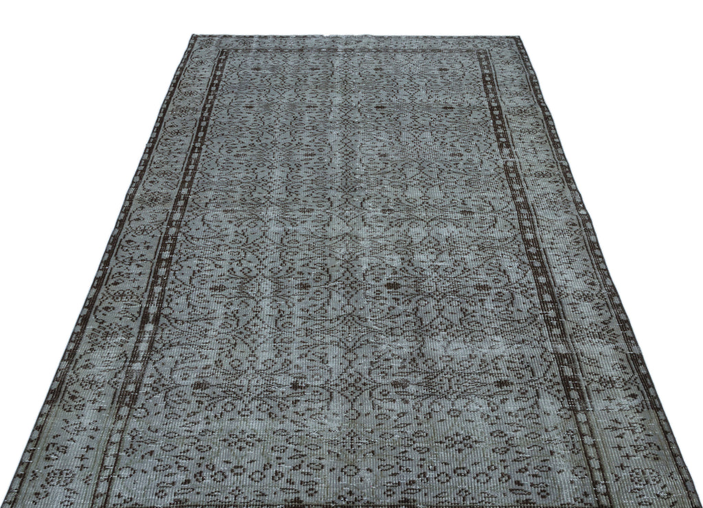 Gray Over Dyed Vintage Rug 4'10'' x 8'9'' ft 148 x 266 cm