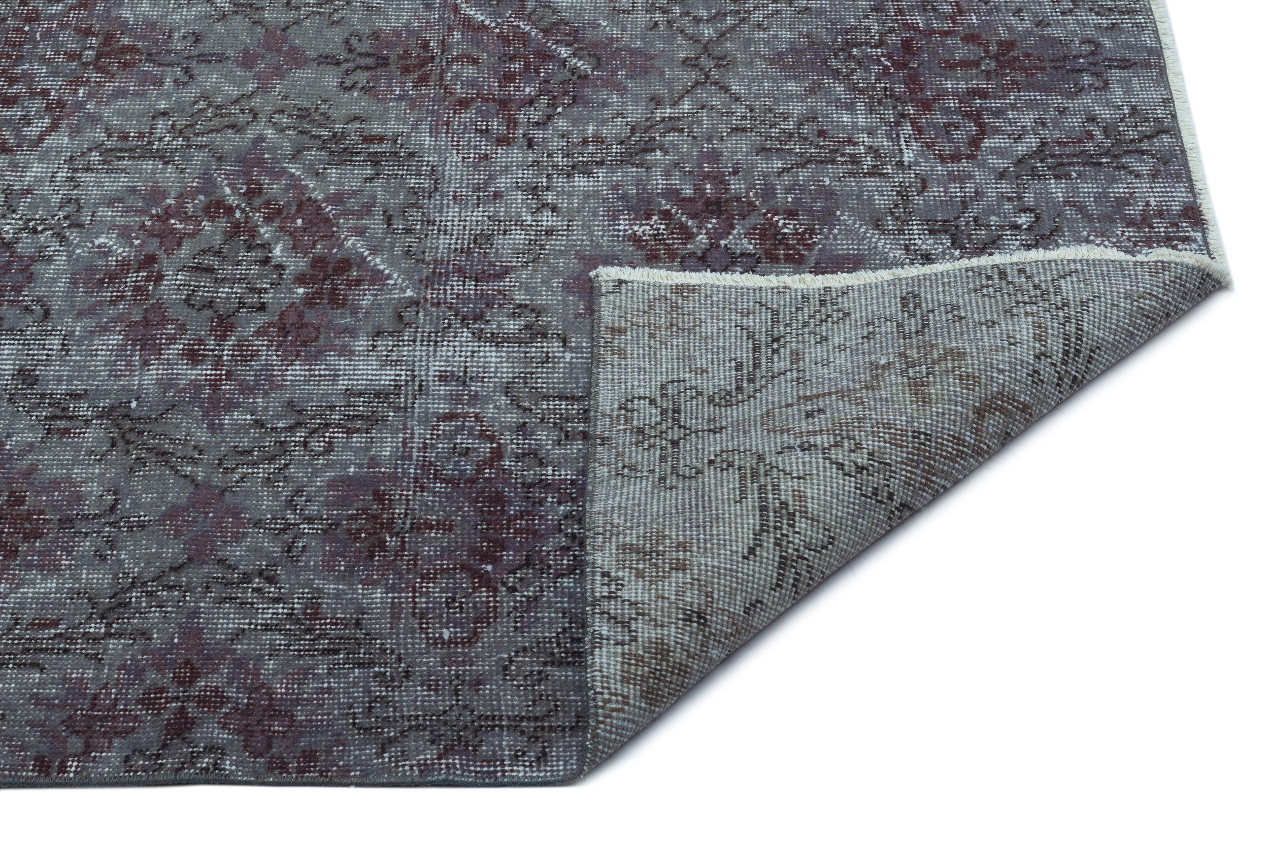 Gray Over Dyed Vintage Rug 5'9'' x 9'1'' ft 175 x 276 cm