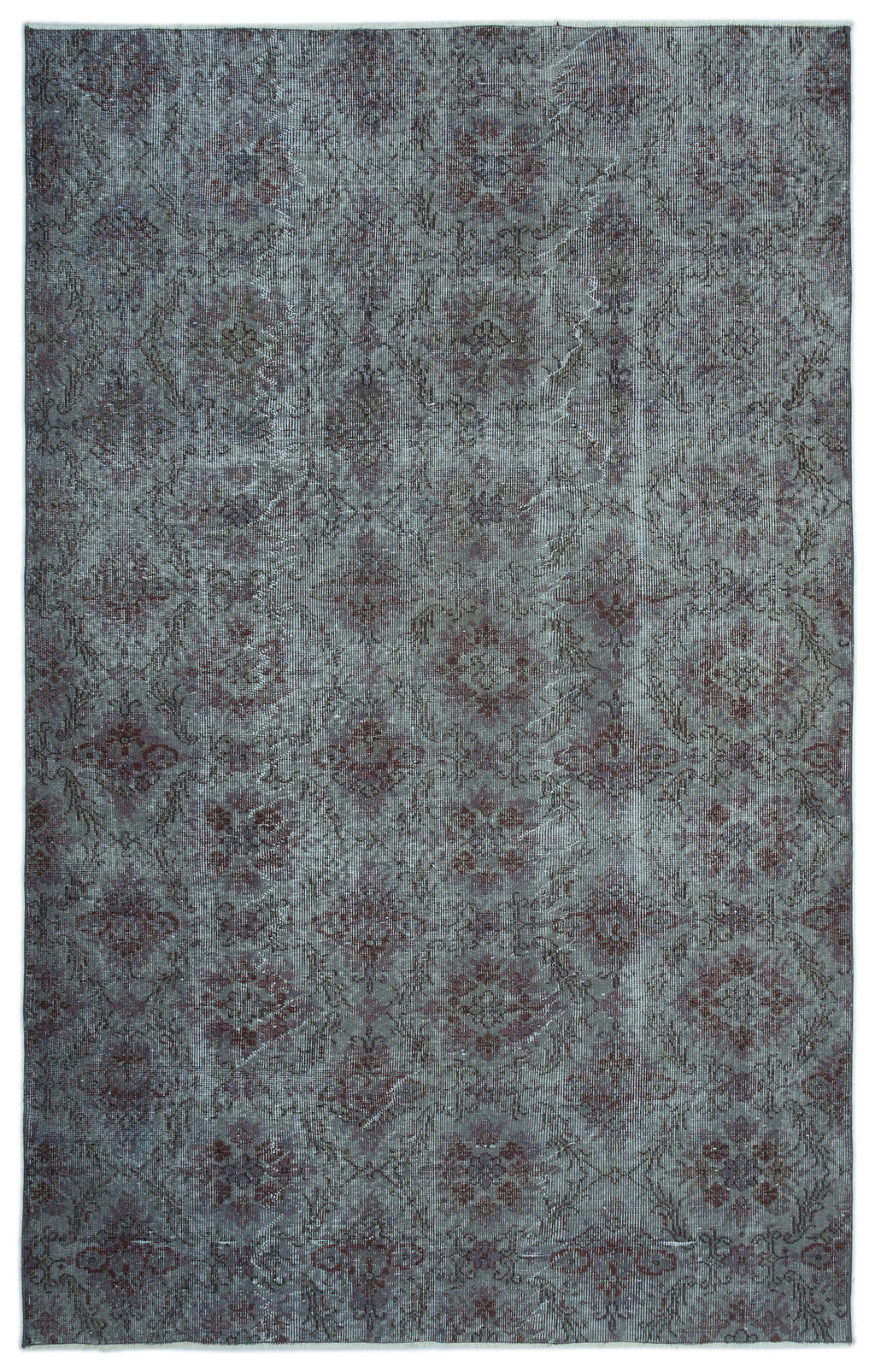Gray Over Dyed Vintage Rug 5'9'' x 9'1'' ft 175 x 276 cm