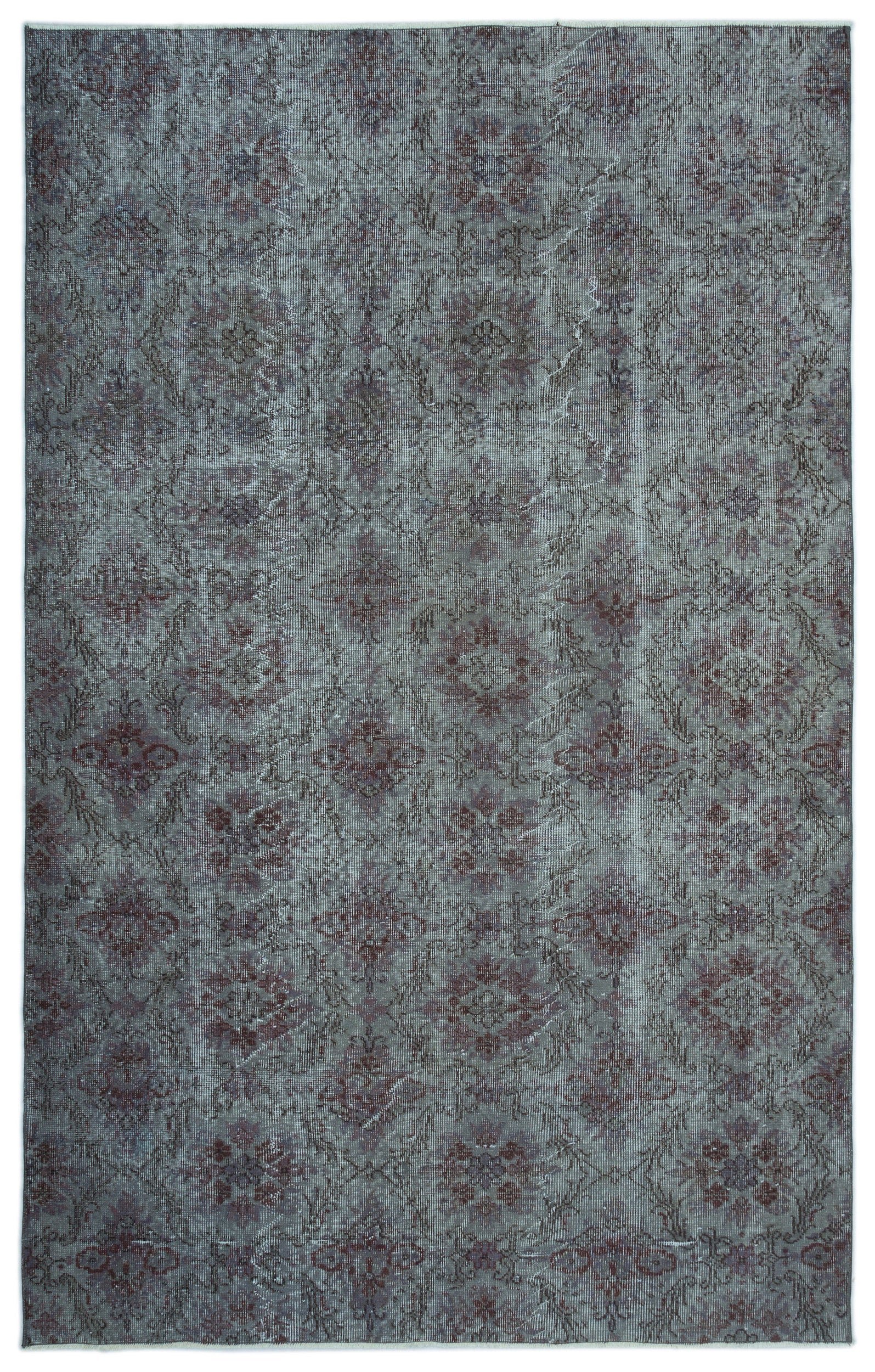 Gray Over Dyed Vintage Rug 5'9'' x 9'1'' ft 175 x 276 cm