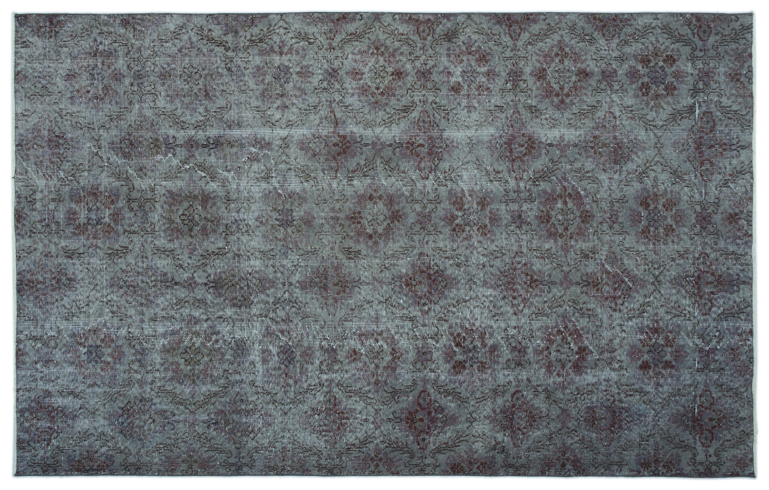Gray Over Dyed Vintage Rug 5'9'' x 9'1'' ft 175 x 276 cm