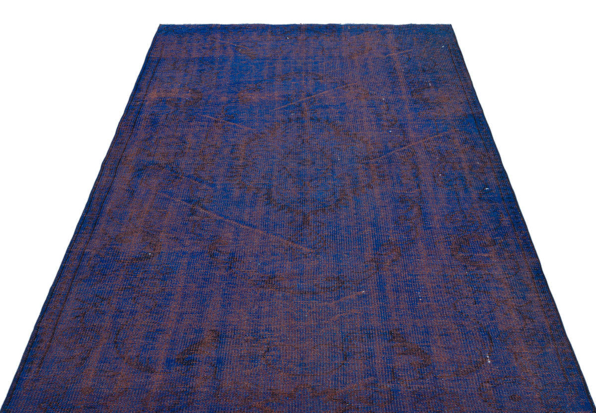 Blue Over Dyed Vintage Rug 4&#39;9&#39;&#39; x 8&#39;2&#39;&#39; ft 146 x 248 cm