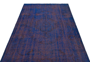 Blue Over Dyed Vintage Rug 4'9'' x 8'2'' ft 146 x 248 cm
