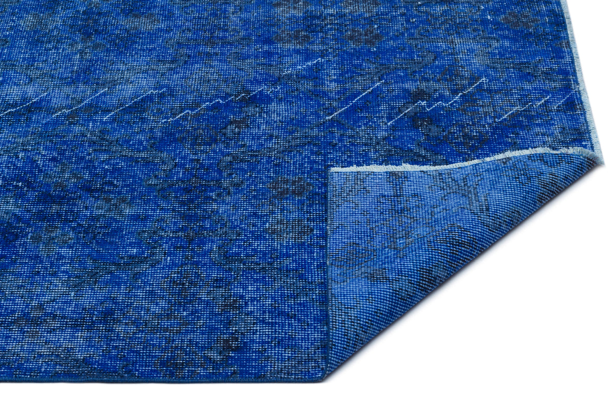 Blue Over Dyed Vintage Rug 3&#39;9&#39;&#39; x 6&#39;10&#39;&#39; ft 114 x 209 cm
