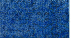 Blue Over Dyed Vintage Rug 3'9'' x 6'10'' ft 114 x 209 cm