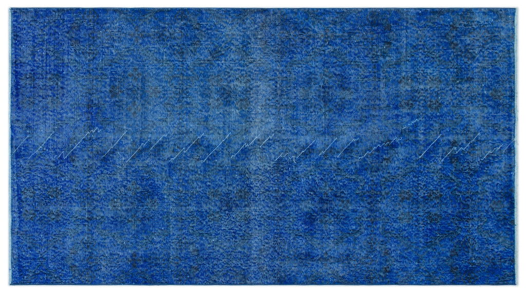 Blue Over Dyed Vintage Rug 3'9'' x 6'10'' ft 114 x 209 cm