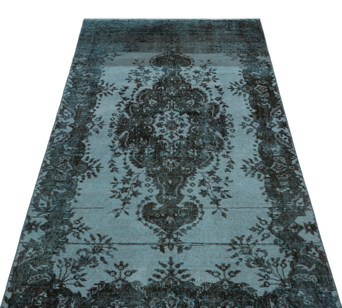 Blue Over Dyed Vintage Rug 3&#39;8&#39;&#39; x 7&#39;2&#39;&#39; ft 111 x 218 cm