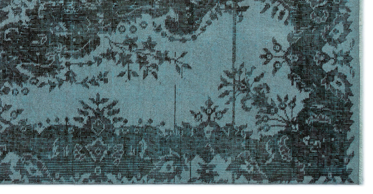 Blue Over Dyed Vintage Rug 3&#39;8&#39;&#39; x 7&#39;2&#39;&#39; ft 111 x 218 cm