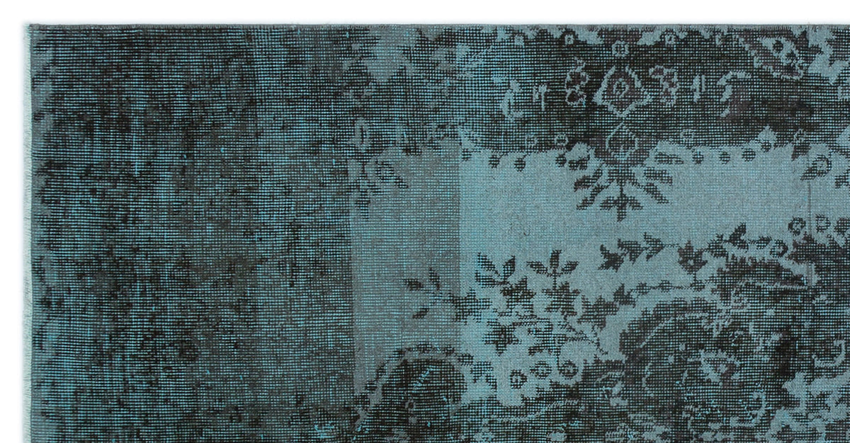 Blue Over Dyed Vintage Rug 3&#39;8&#39;&#39; x 7&#39;2&#39;&#39; ft 111 x 218 cm