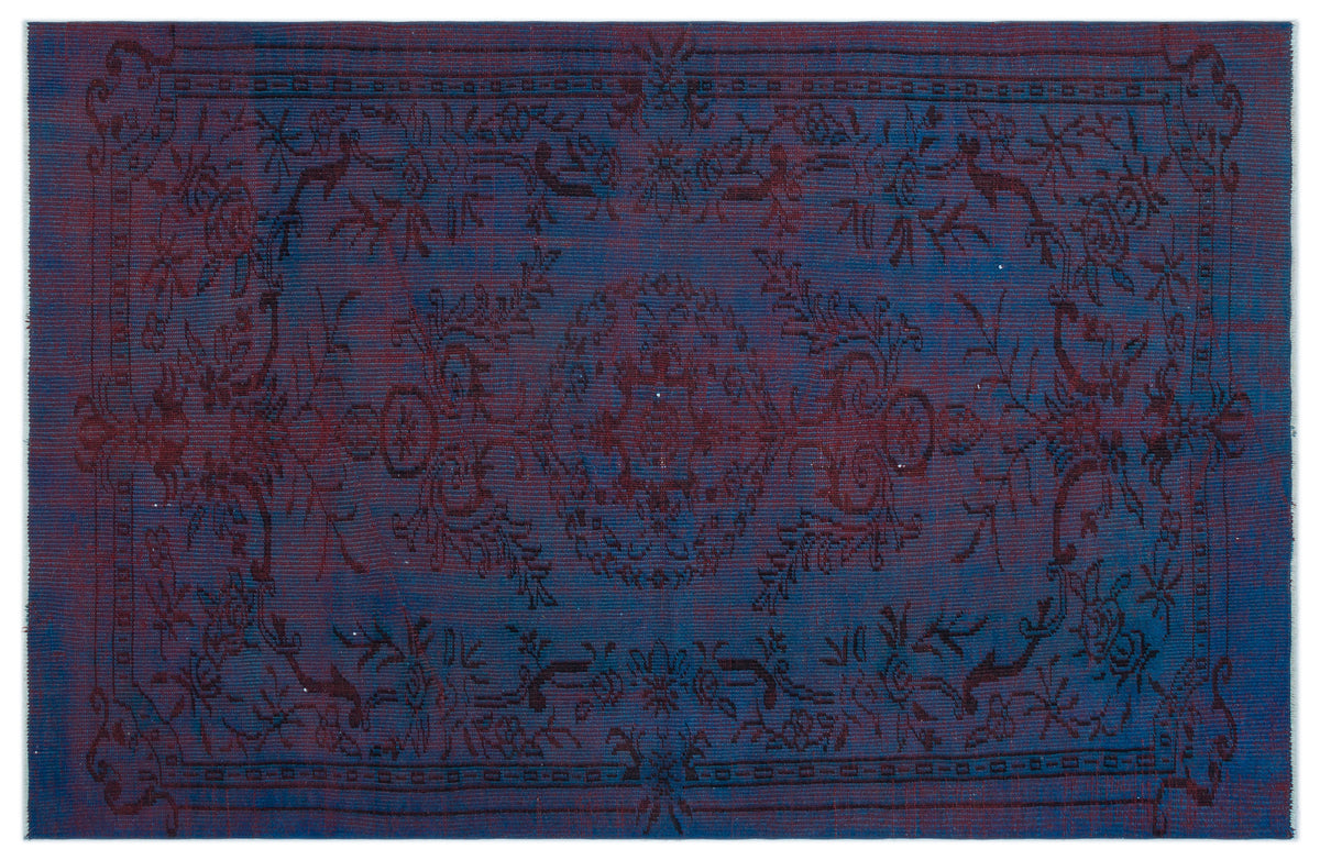 Blue Over Dyed Vintage Rug 4&#39;11&#39;&#39; x 7&#39;7&#39;&#39; ft 151 x 231 cm