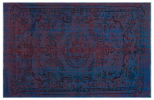 Blue Over Dyed Vintage Rug 4'11'' x 7'7'' ft 151 x 231 cm