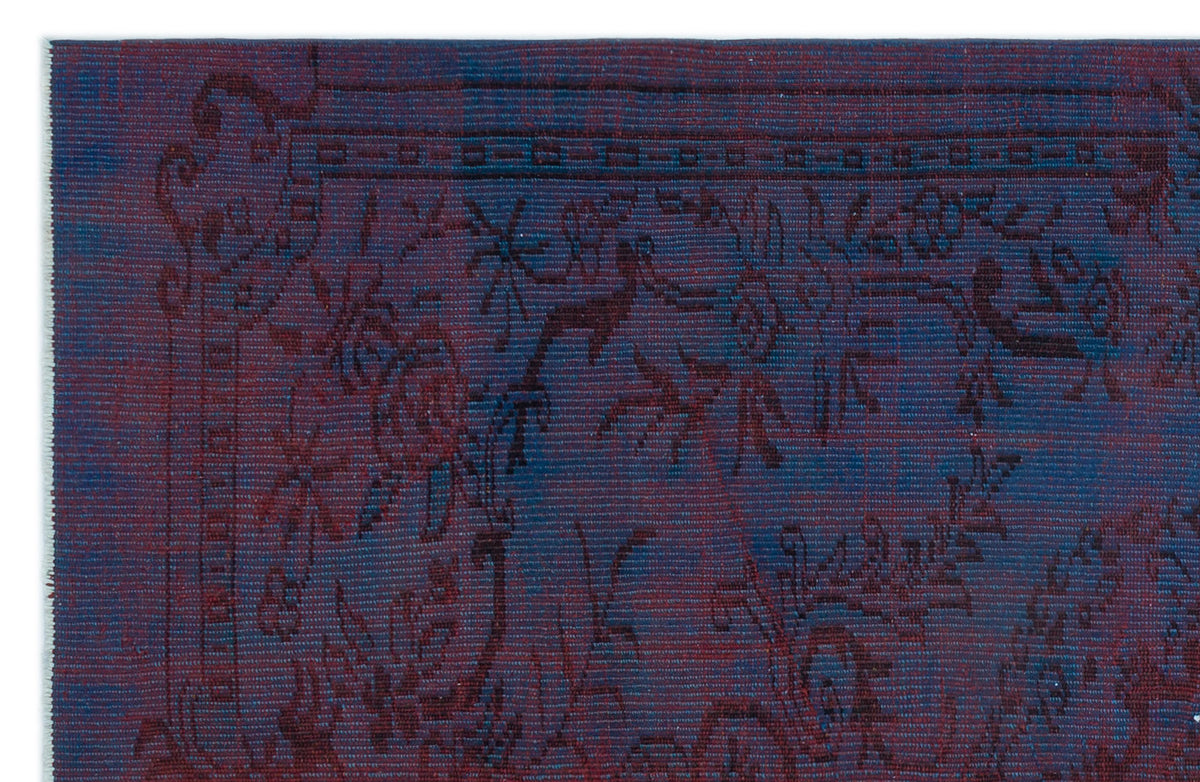 Blue Over Dyed Vintage Rug 4&#39;11&#39;&#39; x 7&#39;7&#39;&#39; ft 151 x 231 cm
