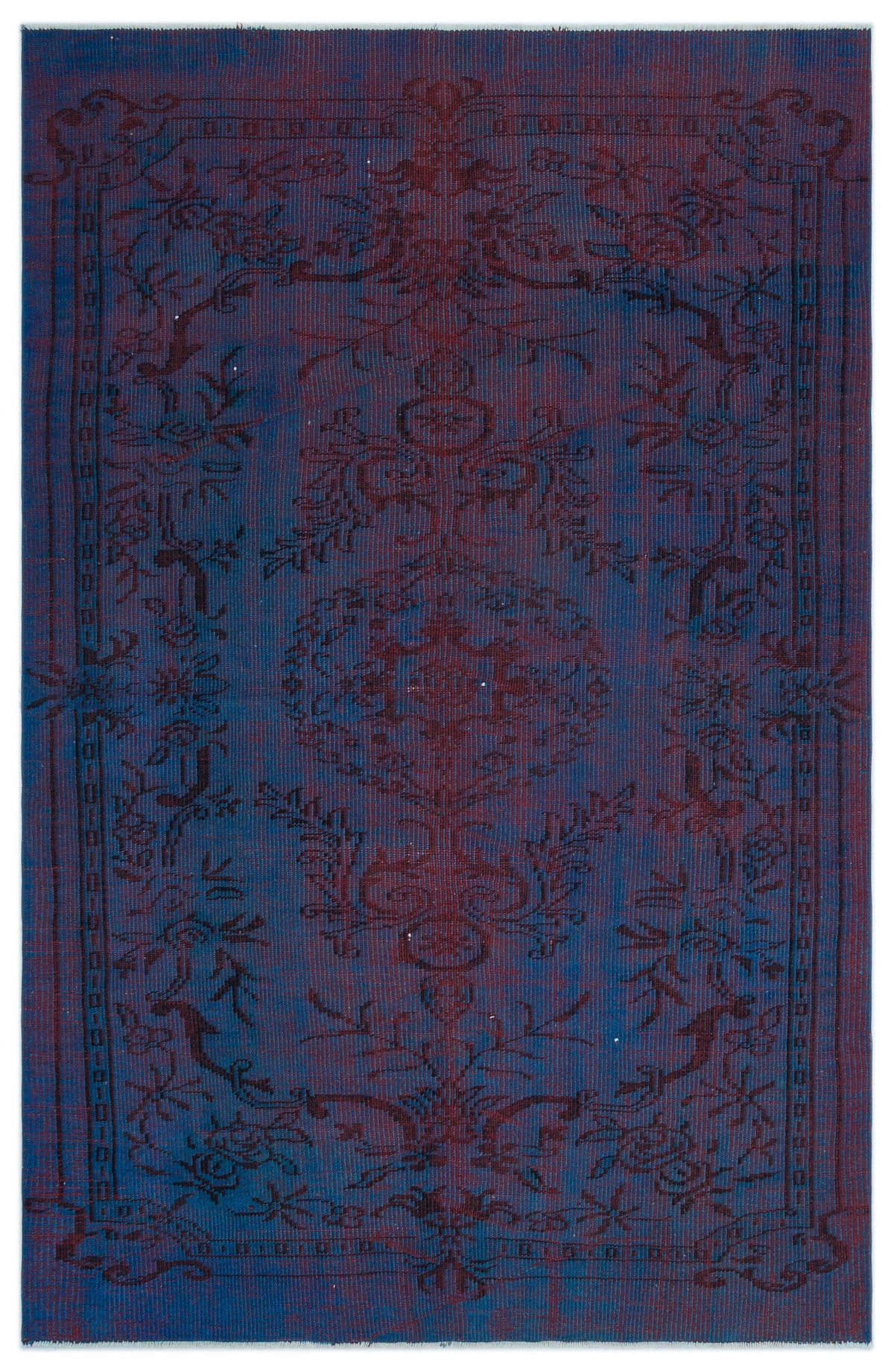 Blue Over Dyed Vintage Rug 4&#39;11&#39;&#39; x 7&#39;7&#39;&#39; ft 151 x 231 cm