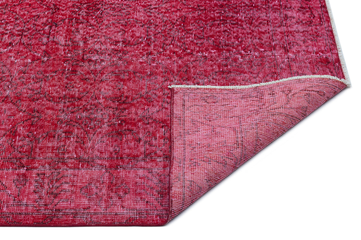 Red Over Dyed Vintage Rug 3&#39;7&#39;&#39; x 6&#39;8&#39;&#39; ft 109 x 204 cm
