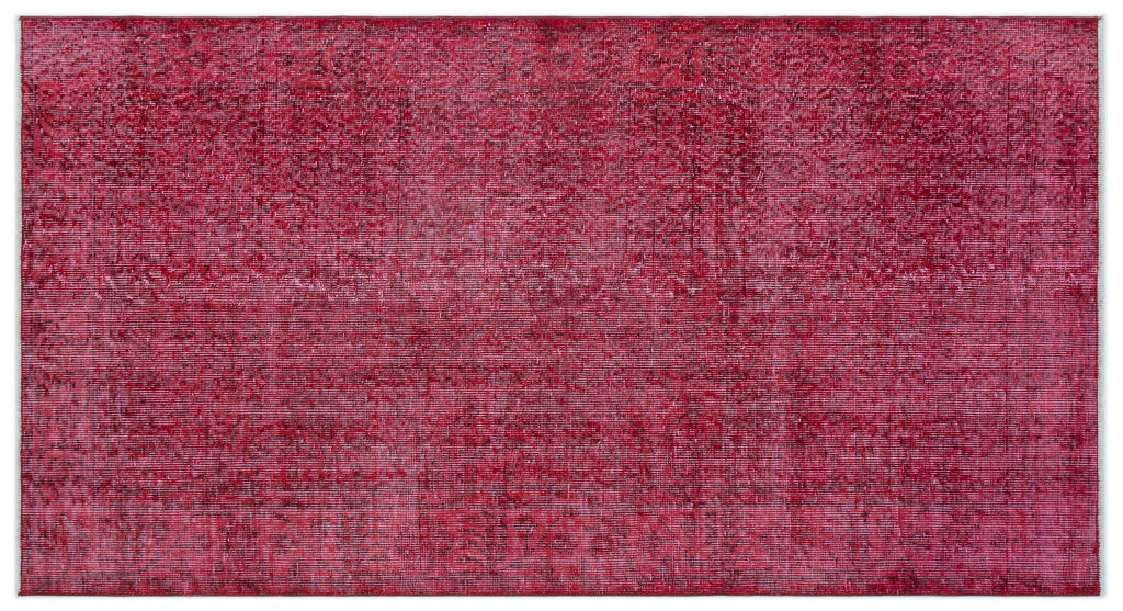 Red Over Dyed Vintage Rug 3'7'' x 6'8'' ft 109 x 204 cm