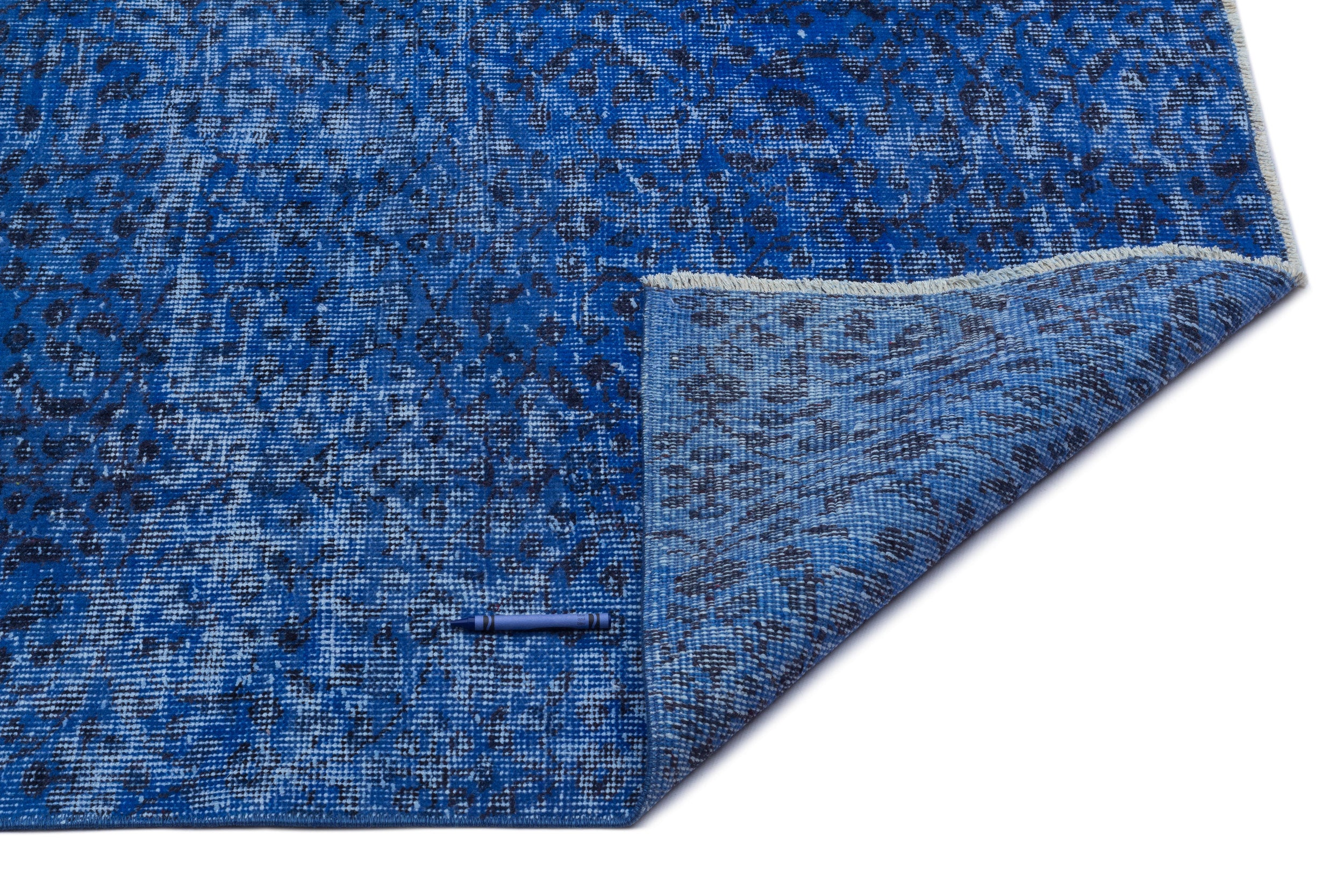 Blue Over Dyed Vintage Rug 5'8'' x 8'7'' ft 172 x 261 cm