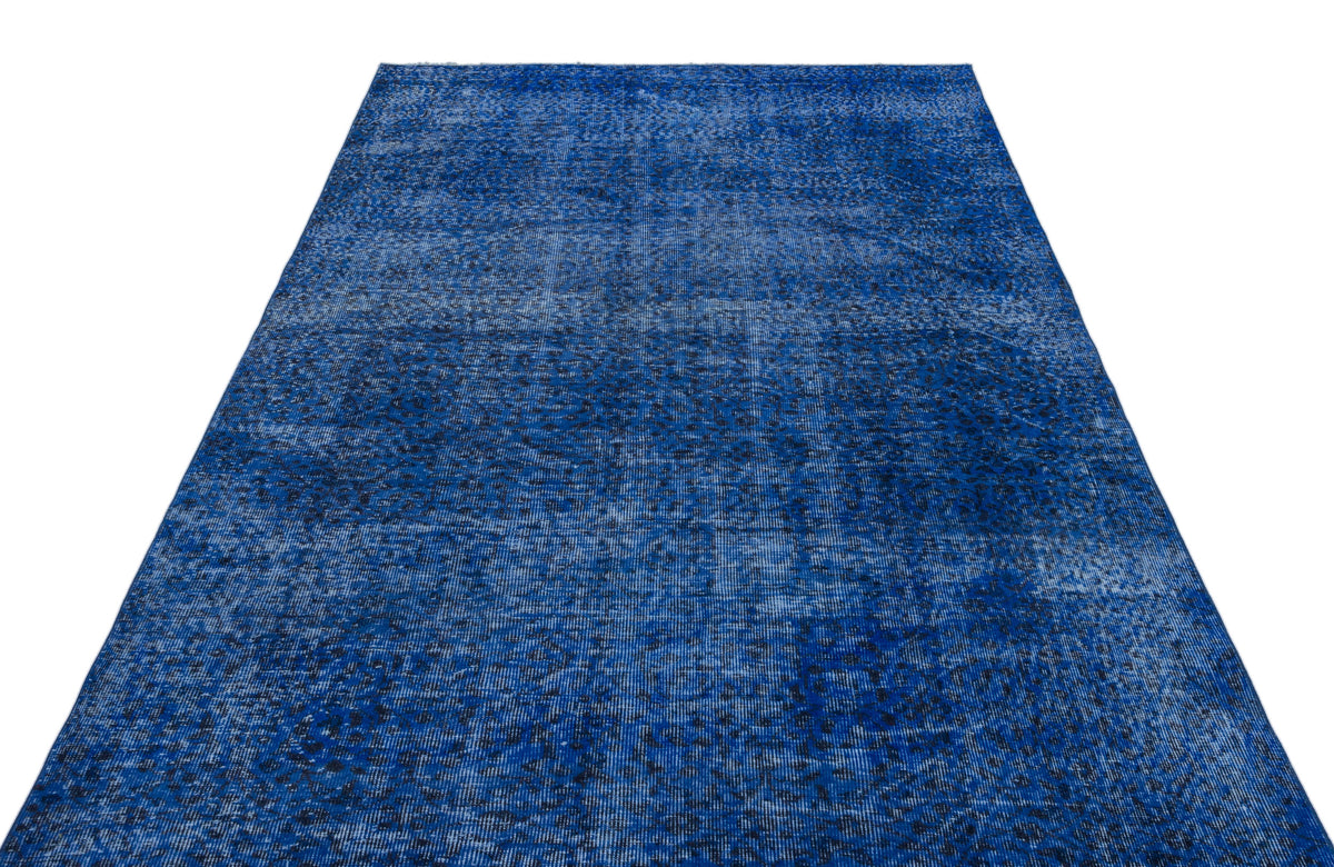 Blue Over Dyed Vintage Rug 5&#39;8&#39;&#39; x 8&#39;7&#39;&#39; ft 172 x 261 cm