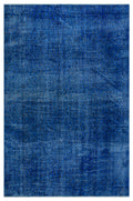 Blue Over Dyed Vintage Rug 5'8'' x 8'7'' ft 172 x 261 cm