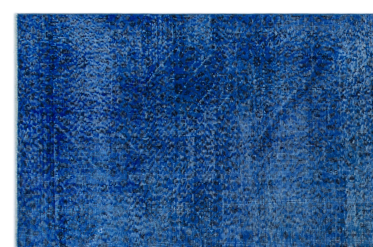Blue Over Dyed Vintage Rug 5&#39;8&#39;&#39; x 8&#39;7&#39;&#39; ft 172 x 261 cm