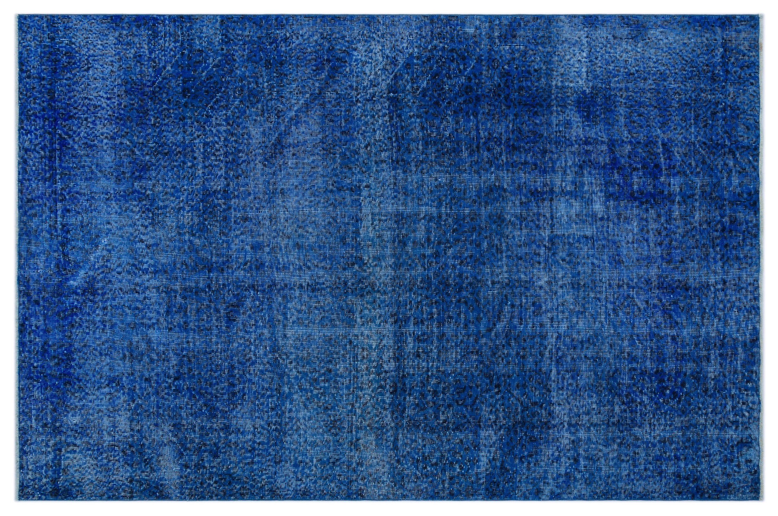 Blue Over Dyed Vintage Rug 5'8'' x 8'7'' ft 172 x 261 cm