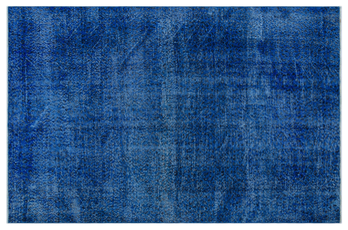 Blue Over Dyed Vintage Rug 5&#39;8&#39;&#39; x 8&#39;7&#39;&#39; ft 172 x 261 cm