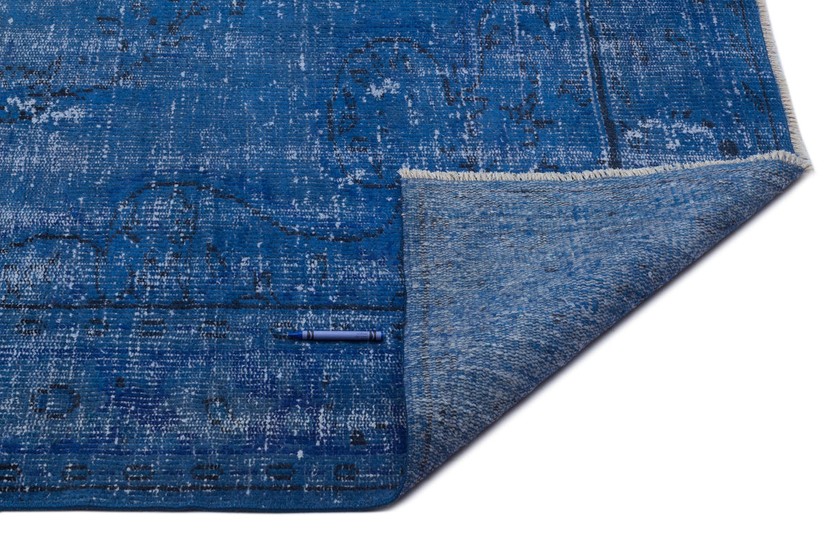 Blue Over Dyed Vintage Rug 5&#39;12&#39;&#39; x 9&#39;5&#39;&#39; ft 182 x 288 cm