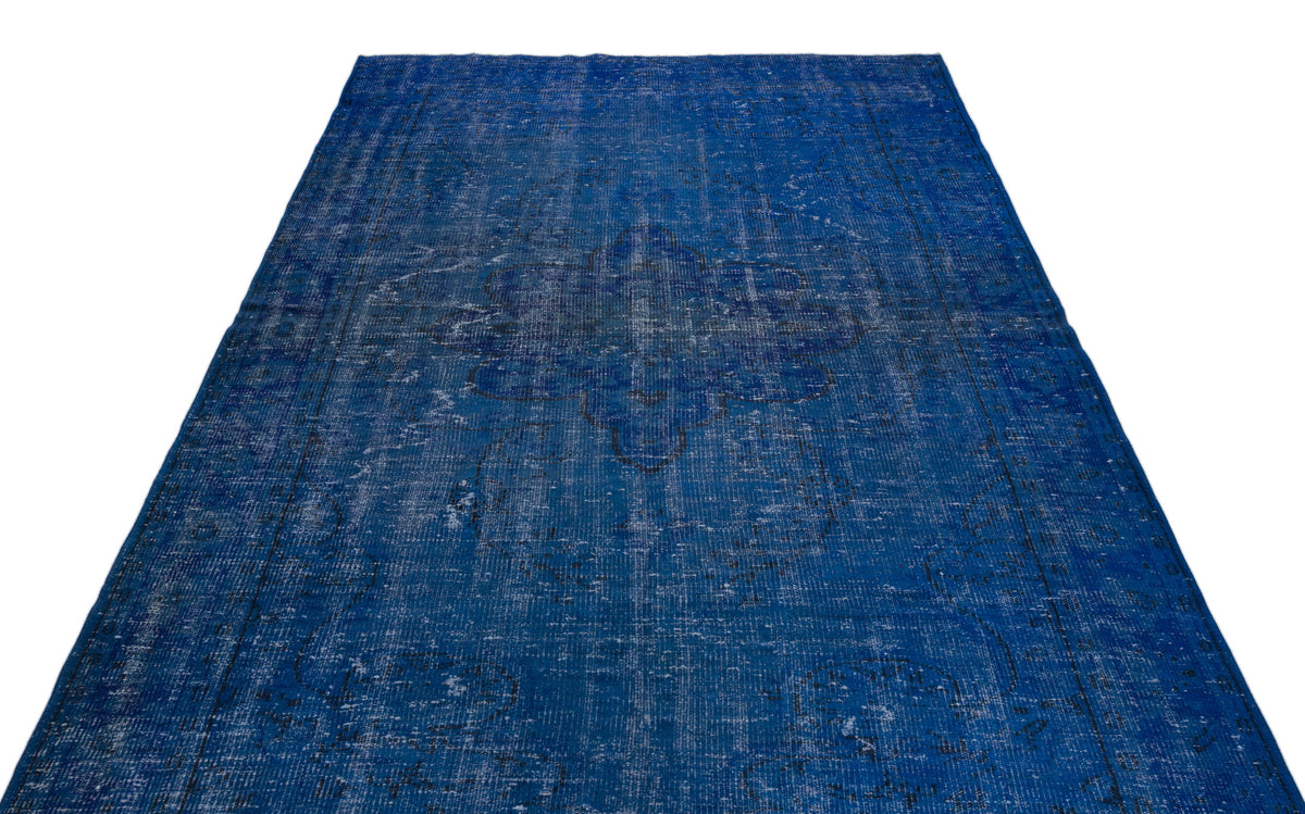Blue Over Dyed Vintage Rug 5&#39;12&#39;&#39; x 9&#39;5&#39;&#39; ft 182 x 288 cm