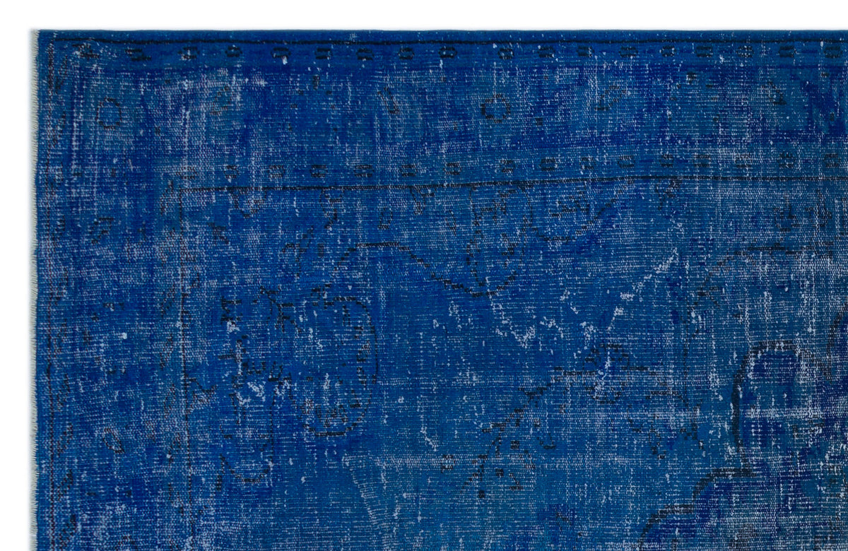 Blue Over Dyed Vintage Rug 5&#39;12&#39;&#39; x 9&#39;5&#39;&#39; ft 182 x 288 cm
