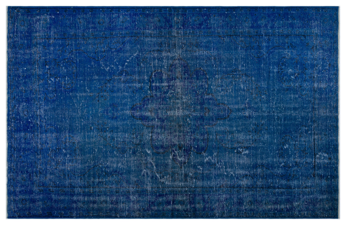 Blue Over Dyed Vintage Rug 5&#39;12&#39;&#39; x 9&#39;5&#39;&#39; ft 182 x 288 cm